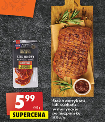 Biedronka Stek z antrykotu lub rostbefu w marynacie po hiszpańsku 100g oferta