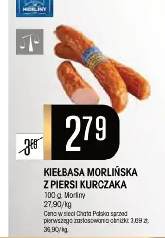 Chata Polska KIEŁBASA MORLIŃSKA Z PIERSI KURCZAKA 100 g, Morliny oferta