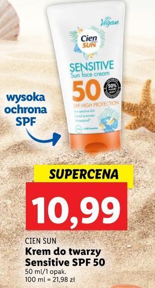 Lidl Krem do twarzy sensitive spf 50 cien sun oferta