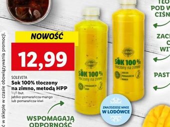 Lidl Sok 100% tłoczony jabłko-pomarańcza-mango solevita oferta