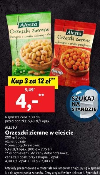 Lidl Orzeszki ziemne w cieście zielona cebulka alesto oferta
