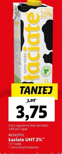 Lidl Mleko 2% łaciate oferta