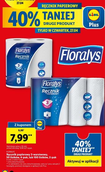 Lidl Ręcznik papierowy 3-warstwowy floralys oferta