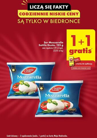 Biedronka Ser mozzarella sottile gusto oferta