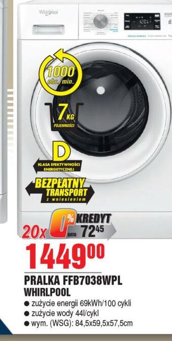 E.Leclerc Pralka ffb 7038 wvpl whirlpool oferta