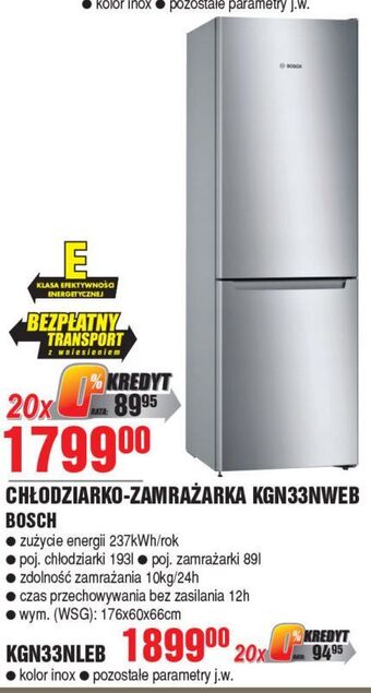 E.Leclerc Lodówka kgn 33nweb bosch oferta