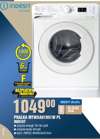 E.Leclerc Pralka mtwsa 61051wpl indesit oferta