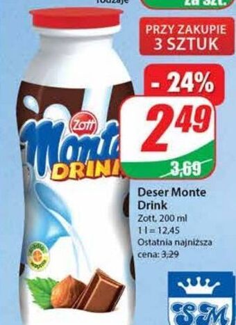 Dino Napój mleczno-czekoladowy zott monte drink oferta