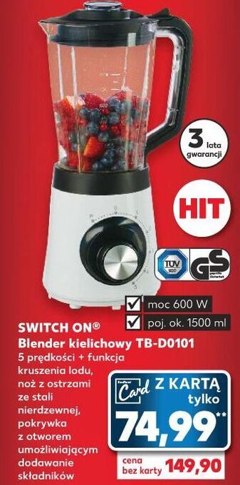 Kaufland Blender kielichowy tb-d0101 switch on oferta