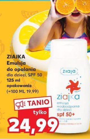 Kaufland Słoneczna emulsja wodoodporna dla dzieci spf 50+ ziaja ziajka oferta