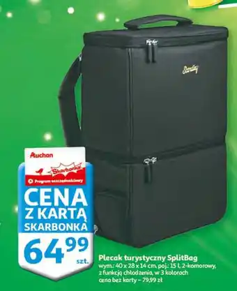 Auchan Plecak turystyczny 40 x 28 14 cm split bag oferta