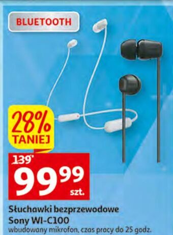 Auchan Słuchawki wi-c100 białe sony oferta