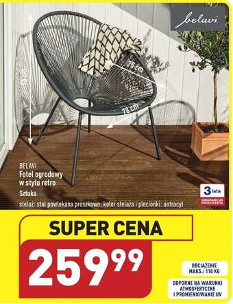 ALDI BELAVI Fotel ogrodowy w stylu retro oferta