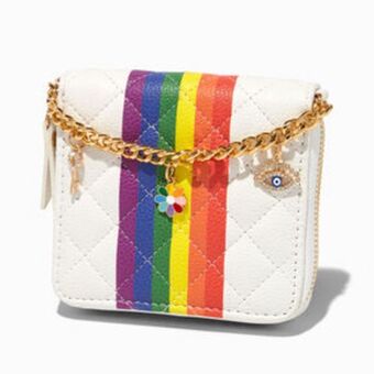Claire's Rainbow stripe quilted zip around wallet oferta