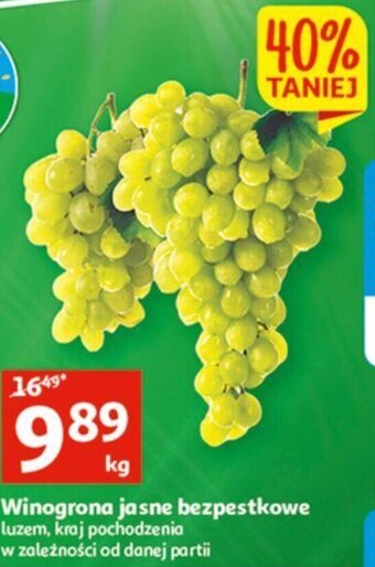 Auchan Winogrona jasne bezpestkowe 1kg oferta