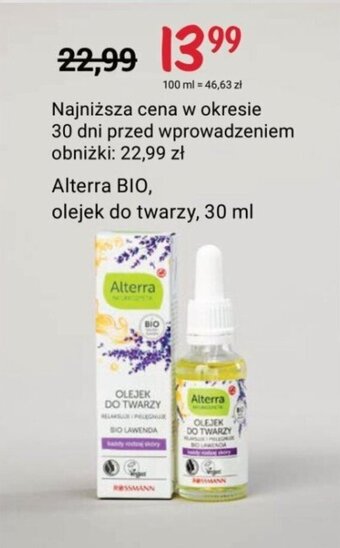 Rossmann Alterra BIO, olejek do twarzy, 30 ml oferta