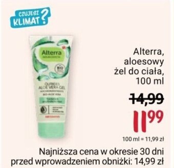 Rossmann Alterra, aloesowy żel do ciała, 100 ml oferta
