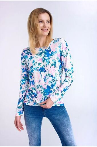 Greenpoint Sweter z nadrukiem w pastelowe kwiaty oferta