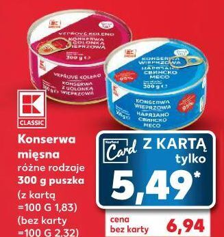 Kaufland Konserwa wieprzowa k-classic oferta