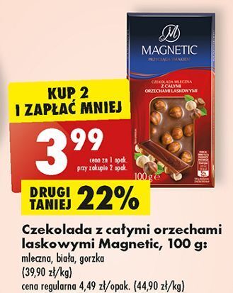 Biedronka Czekolada biała z całymi orzechami laskowymi magnetic oferta