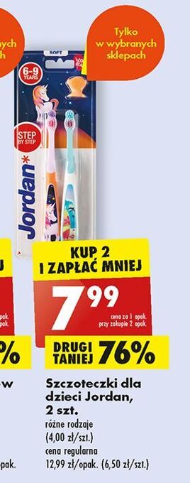 Biedronka Szczoteczka do zębów 6-9 lat soft jordan step by oferta