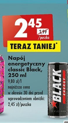 Biedronka Napój energetyczny classic black energy oferta