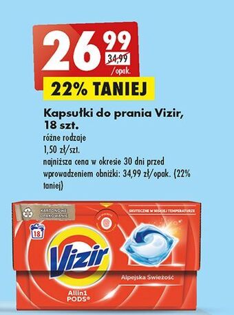 Biedronka Kapsułki do prania alpejska świeżość vizir all in one pods oferta