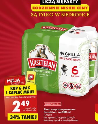 Biedronka Piwo kasztelan niepasteryzowane oferta