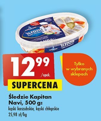 Biedronka Śledzie kąski kaszubskie kapitan navi oferta