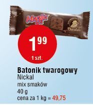 Batonik z masy twarogowej kawałkami czekolady w polewie kakaowej magija