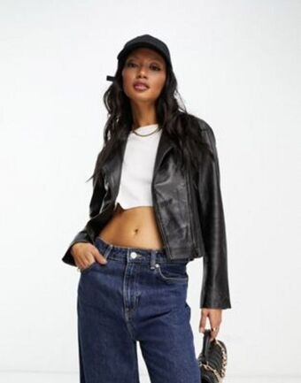 ASOS Muubaa – czarna skórzana kurtka typu biker oferta
