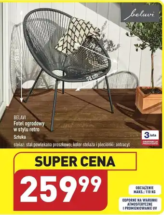 ALDI BELAVI Fotel ogrodowy w stylu retro oferta