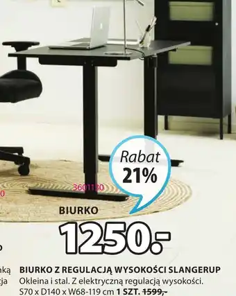 JYSK BIURKO Z REGULACJĄ WYSOKOŚCI SLANGERUP 1szt. oferta