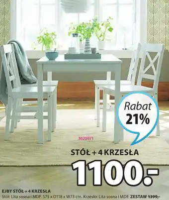 JYSK EJBY STÓŁ + 4 KRZESŁA zestaw oferta