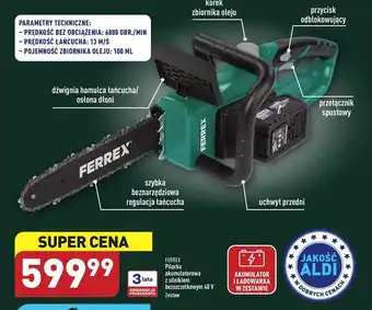 ALDI FERREX Pilarka akumulatorowa z silnikiem bezszczotkowym 40 V oferta