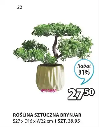 JYSK ROŚLINA SZTUCZNA BRYNJAR S27 x D16 x W22 cm oferta