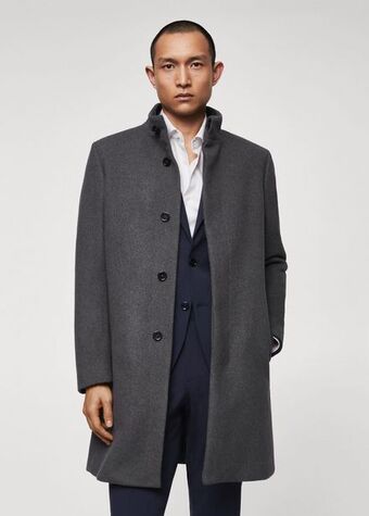 MANGO Płaszcz wełniany z wysokim kołnierzem oferta