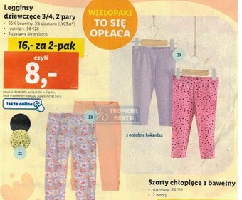 Lidl Legginsy dziewczęce 3/4, 2 pary oferta