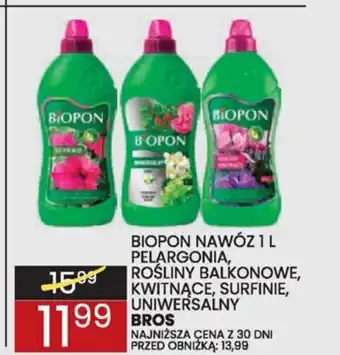 Bros Biopon nawóz 1l pelargonia rośliny balkonowe, kwitnące, surfinie, uniwersalne