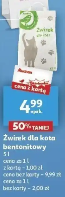Auchan Auchan Żwirek dla kota bentonitowy 5l oferta