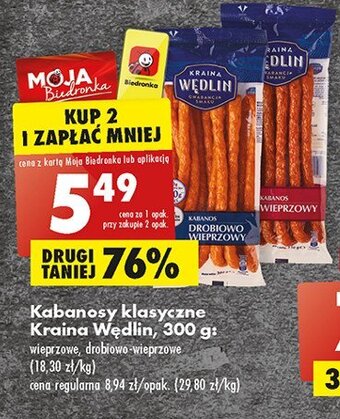Biedronka Kabanosy klasyczne wieprzowe oferta