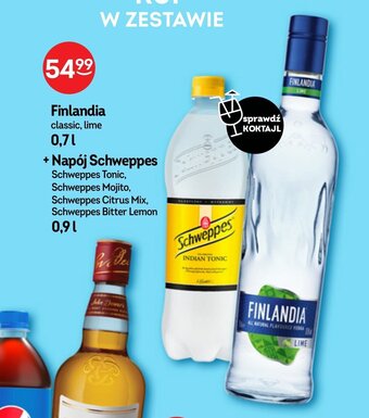 Żabka Finlandia 0,7l + Napój Schweppes 0,9l oferta