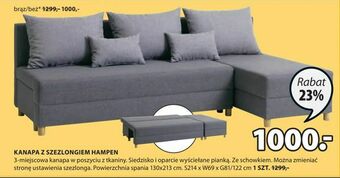 JYSK Kanapa z szezlongiem hampen oferta