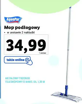 Mop płaski z trzonkiem teleskopowym + 2 wkłady