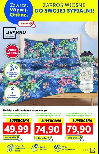 Lidl Komplet pościeli dwustronnej z mikrowłókna satynowego 220 x 200 + 2 x 70 x 80 cm oferta