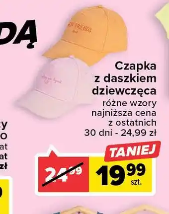 Carrefour Czapka dziewczęca z daszkiem oferta
