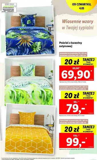 Lidl Komplet pościeli bawełna satynowa 160 x 200 cm + 2 x 70 x 80 cm oferta