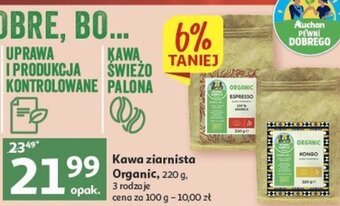 Auchan Kawa ziarnista Organic, 220 g oferta