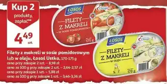 Auchan Filety z makreli w sosie pomidorowym lub w oleju, Łosoś Ustka, 170-175 g oferta