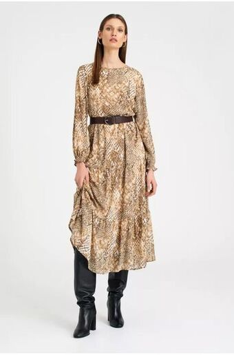 Greenpoint Luźna, beżowa sukienka w zwierzęcy print oferta